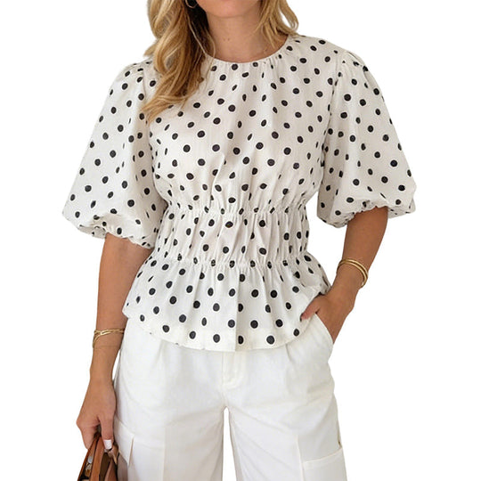 Women's Waist-Defining Polka Dot Top