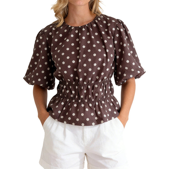 Women's Waist-Defining Polka Dot Top