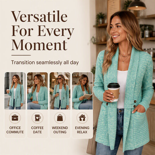 🧥Seasonal Style - Double-Breasted Cardigan – Lightweight Comfort & Effortless Layering for Cool Days