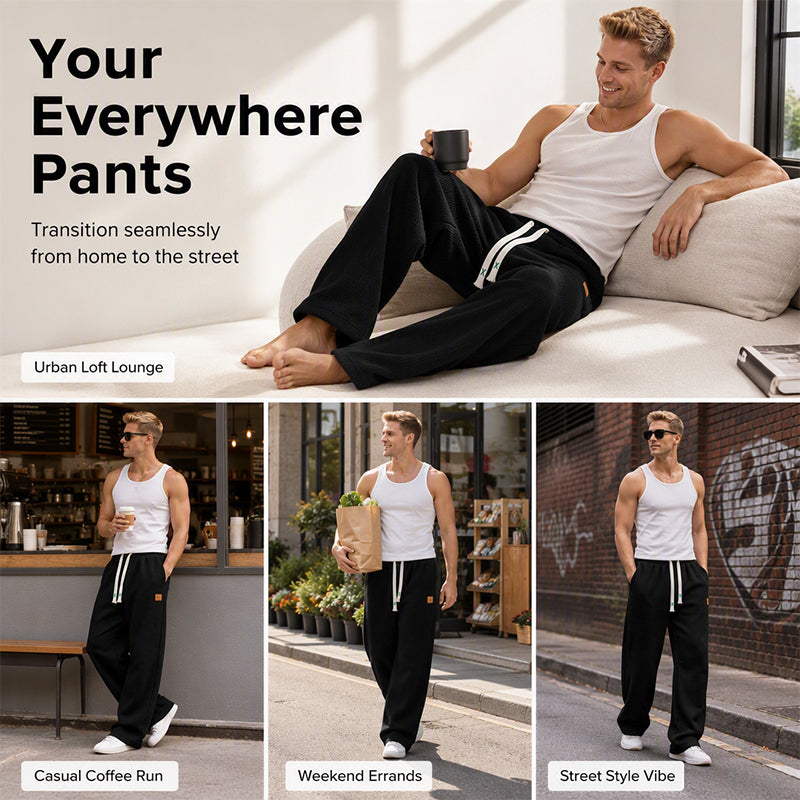 👖💨 Men's Casual Wide Leg Sweatpants – Soft fabric, relaxed fit, adjustable waist – streetwear comfort for everyday. 💪