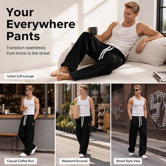 👖💨 Men's Casual Wide Leg Sweatpants – Soft fabric, relaxed fit, adjustable waist – streetwear comfort for everyday. 💪