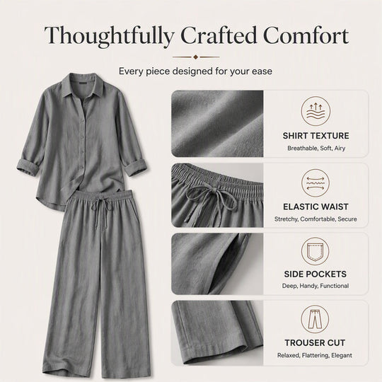 Bestseller👚 Casual Shirt & Wide-Leg Pants Set – Effortless Coordination & All-Day Comfort for Every Look