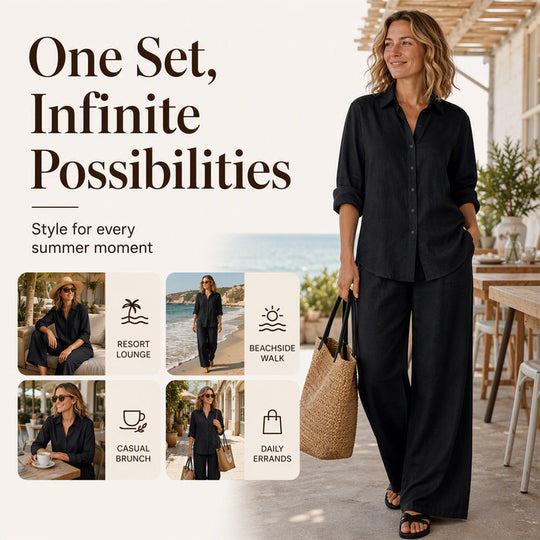 Bestseller👚 Casual Shirt & Wide-Leg Pants Set – Effortless Coordination & All-Day Comfort for Every Look
