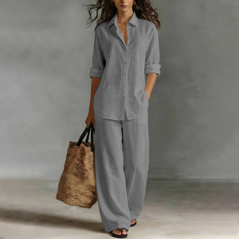 Bestseller👚 Casual Shirt & Wide-Leg Pants Set – Effortless Coordination & All-Day Comfort for Every Look