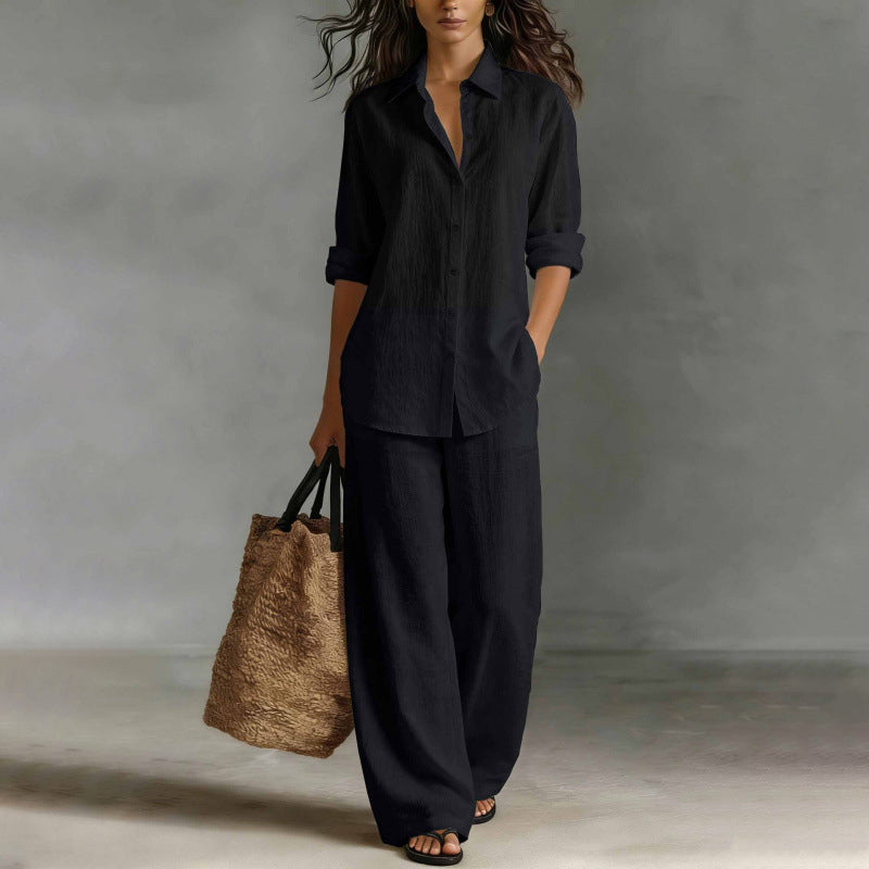 Bestseller👚 Casual Shirt & Wide-Leg Pants Set – Effortless Coordination & All-Day Comfort for Every Look