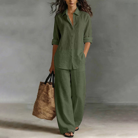 Bestseller👚 Casual Shirt & Wide-Leg Pants Set – Effortless Coordination & All-Day Comfort for Every Look