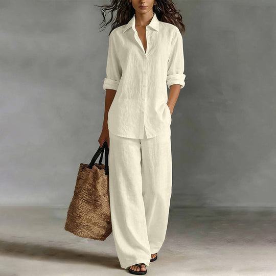 Bestseller👚 Casual Shirt & Wide-Leg Pants Set – Effortless Coordination & All-Day Comfort for Every Look