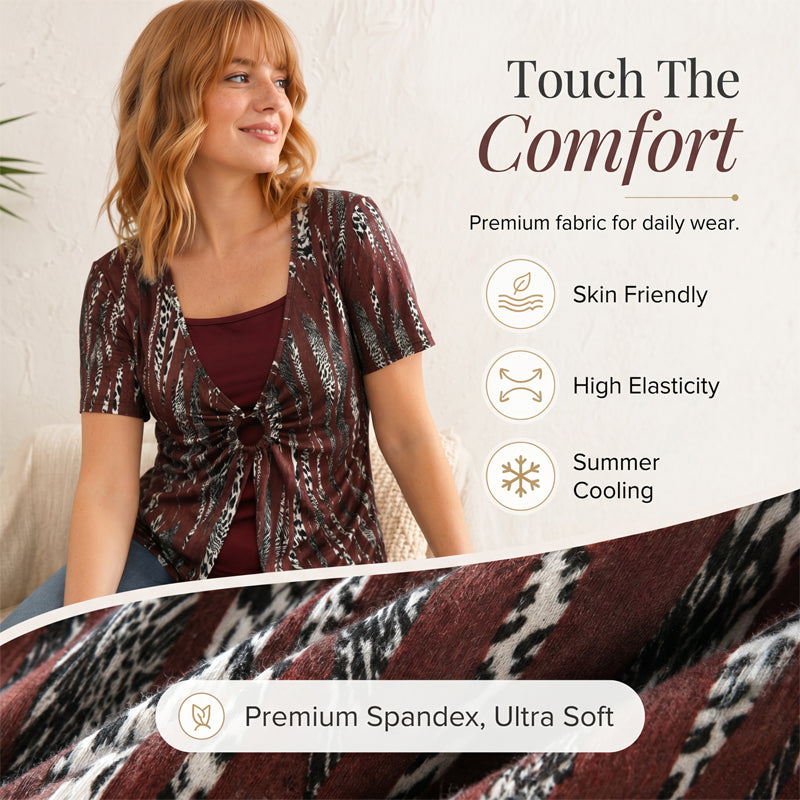 Retro Leopard Mock 2-Piece Top – Square Neck & Breezy Design