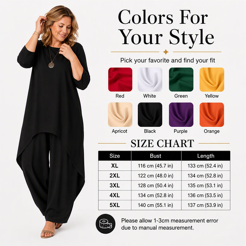 Women's Chic Asymmetrical Top & Wide-Leg Pants Set