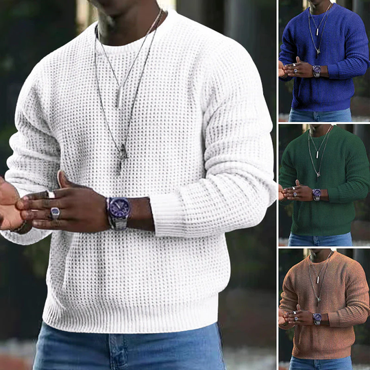 JMIERR Men's Crewneck Sweater Soft Casual Sweaters Classic Long Sleeve Pullover Sweaters with Ribbing Edge