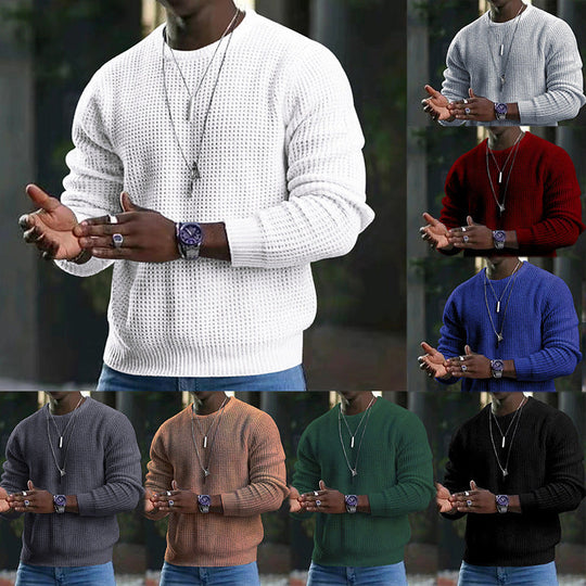 JMIERR Men's Crewneck Sweater Soft Casual Sweaters Classic Long Sleeve Pullover Sweaters with Ribbing Edge