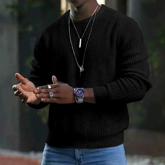 JMIERR Men's Crewneck Sweater Soft Casual Sweaters Classic Long Sleeve Pullover Sweaters with Ribbing Edge