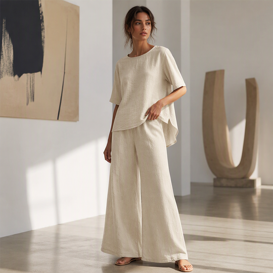 🌸Hot Sale 50% OFF💖Women's Loose-Fit Top & Wide-Leg Pants Set