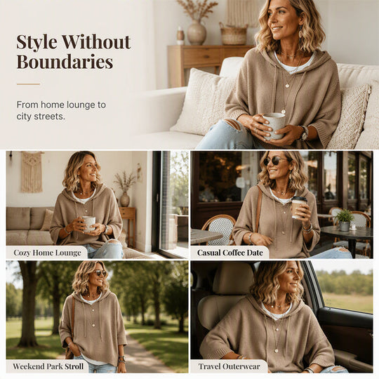 Women's Hooded Drawstring Knit Pullover