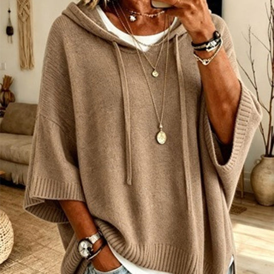 Women's Hooded Drawstring Knit Pullover