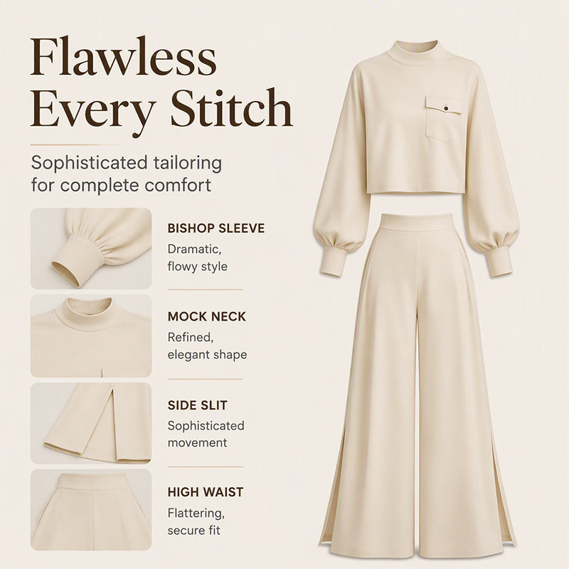 ✨ Effortless Comfort | Women's Cropped Top & Wide-Leg Pants 2-Piece Set✈️Free Shipping