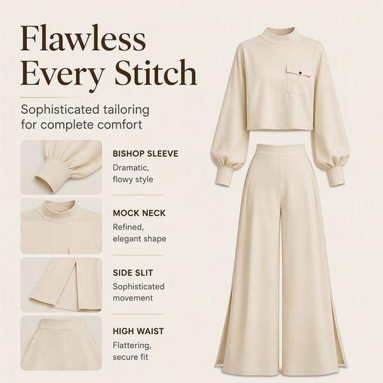 ✨ Effortless Comfort | Women's Cropped Top & Wide-Leg Pants 2-Piece Set✈️Free Shipping