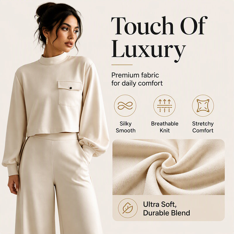 ✨ Effortless Comfort | Women's Cropped Top & Wide-Leg Pants 2-Piece Set✈️Free Shipping