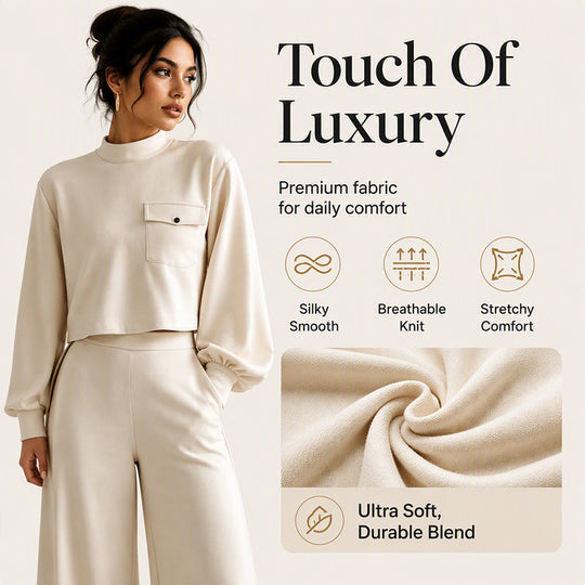 ✨ Effortless Comfort | Women's Cropped Top & Wide-Leg Pants 2-Piece Set✈️Free Shipping