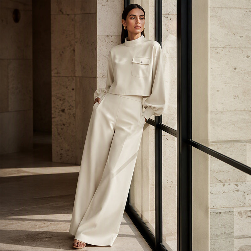 ✨ Effortless Comfort | Women's Cropped Top & Wide-Leg Pants 2-Piece Set✈️Free Shipping