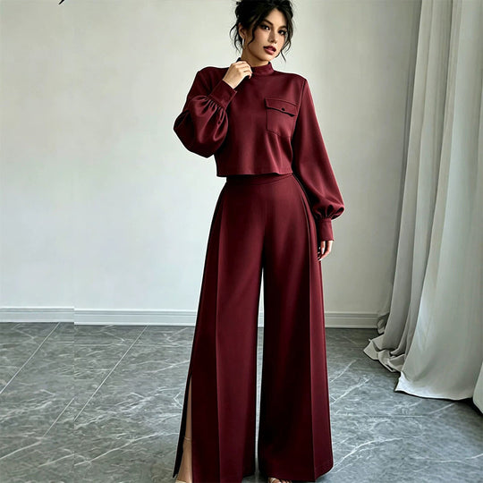 ✨ Effortless Comfort | Women's Cropped Top & Wide-Leg Pants 2-Piece Set✈️Free Shipping