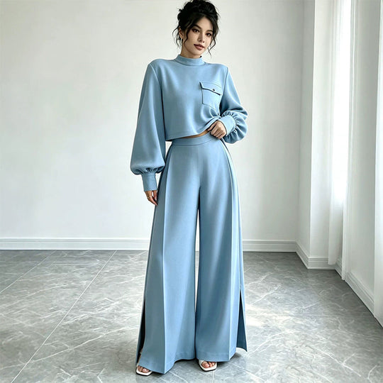 ✨ Effortless Comfort | Women's Cropped Top & Wide-Leg Pants 2-Piece Set✈️Free Shipping