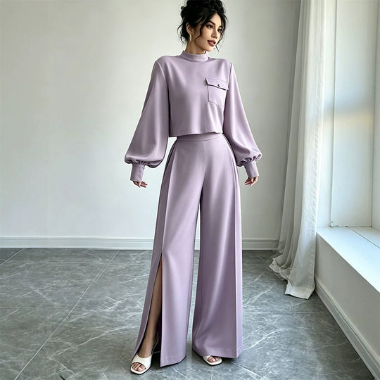 ✨ Effortless Comfort | Women's Cropped Top & Wide-Leg Pants 2-Piece Set✈️Free Shipping
