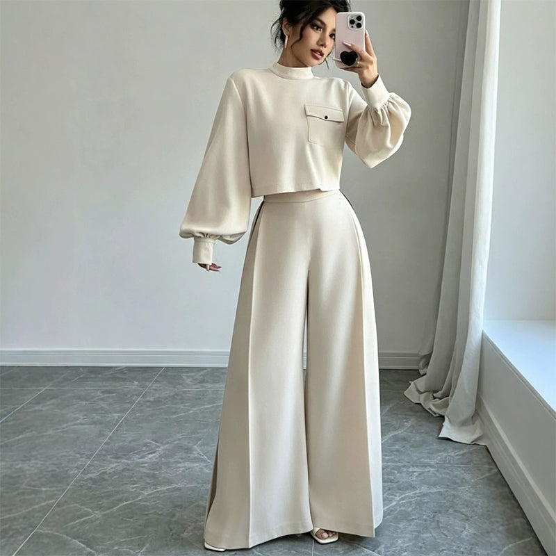 ✨ Effortless Comfort | Women's Cropped Top & Wide-Leg Pants 2-Piece Set✈️Free Shipping