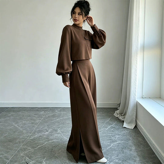 ✨ Effortless Comfort | Women's Cropped Top & Wide-Leg Pants 2-Piece Set✈️Free Shipping