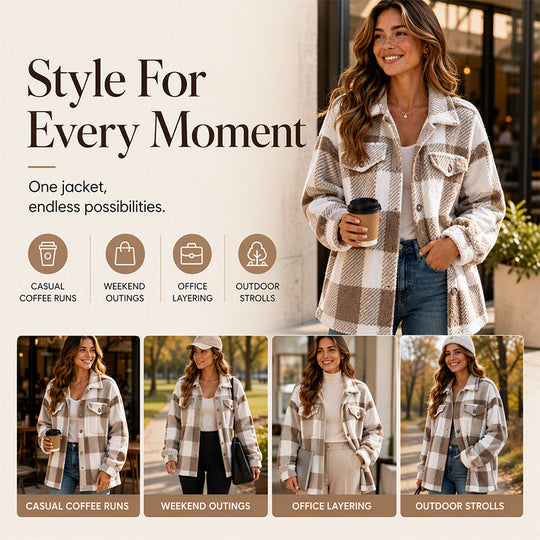 Must-Have🔥👔 Classic Plaid Button-Up Jacket – Cozy Layer for Crisp Autumn Days