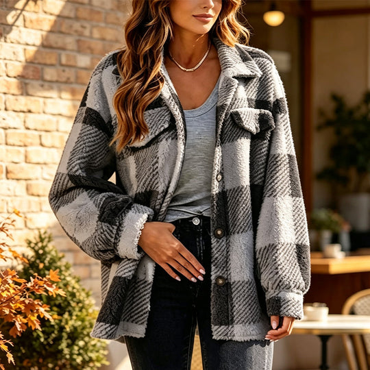Must-Have🔥👔 Classic Plaid Button-Up Jacket – Cozy Layer for Crisp Autumn Days