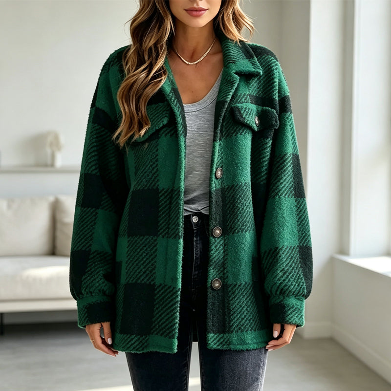 Must-Have🔥👔 Classic Plaid Button-Up Jacket – Cozy Layer for Crisp Autumn Days