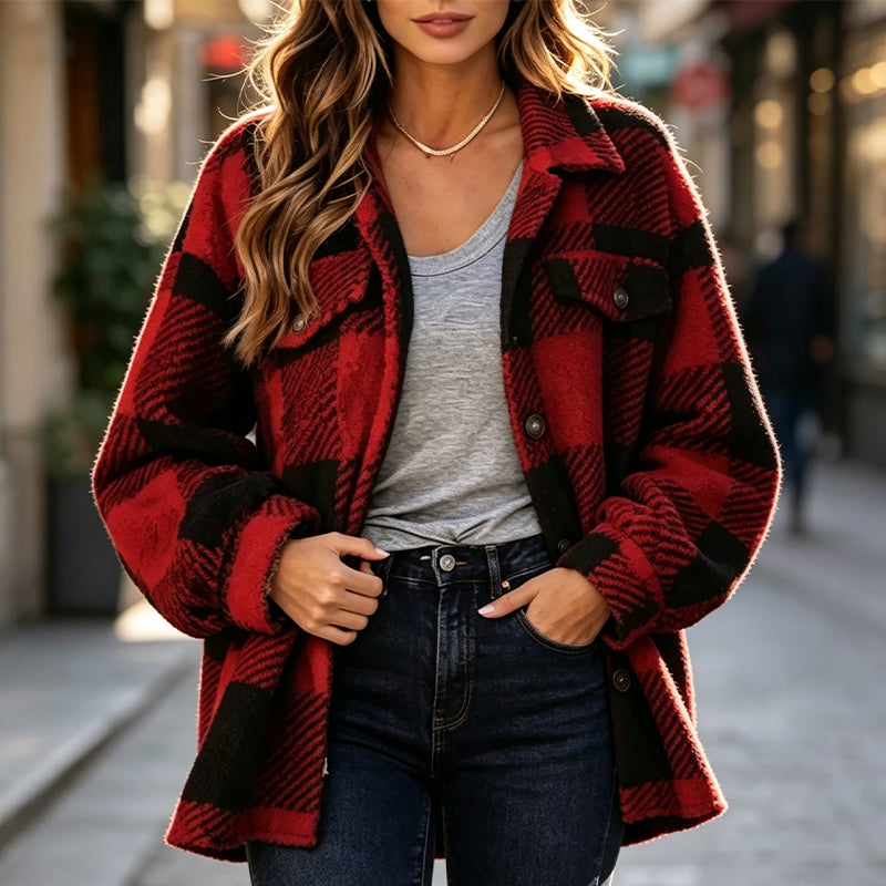 Must-Have🔥👔 Classic Plaid Button-Up Jacket – Cozy Layer for Crisp Autumn Days
