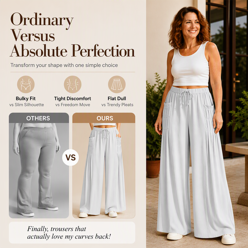 ☀️👖Seasonal Style - Wide-Leg Cotton Linen Pants – Versatile Pairing for Work, Weekends & Travel