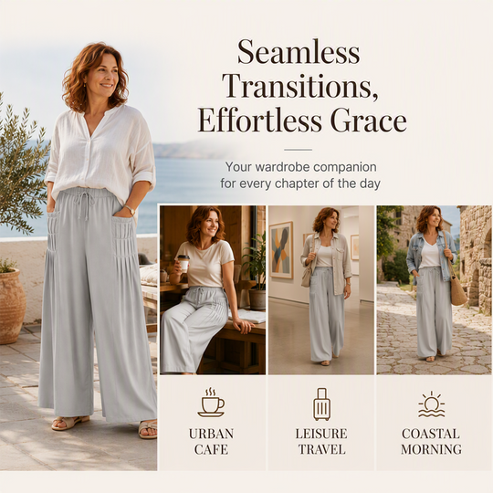 ☀️👖Seasonal Style - Wide-Leg Cotton Linen Pants – Versatile Pairing for Work, Weekends & Travel