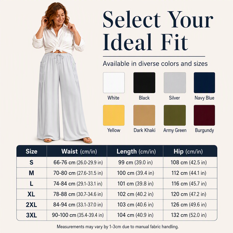 ☀️👖Seasonal Style - Wide-Leg Cotton Linen Pants – Versatile Pairing for Work, Weekends & Travel