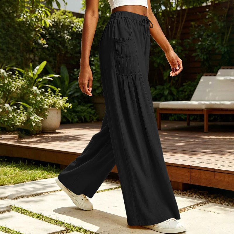 ☀️👖Seasonal Style - Wide-Leg Cotton Linen Pants – Versatile Pairing for Work, Weekends & Travel