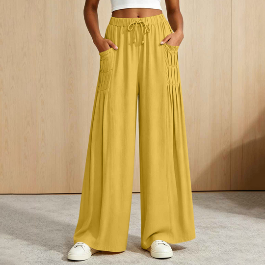 ☀️👖Seasonal Style - Wide-Leg Cotton Linen Pants – Versatile Pairing for Work, Weekends & Travel