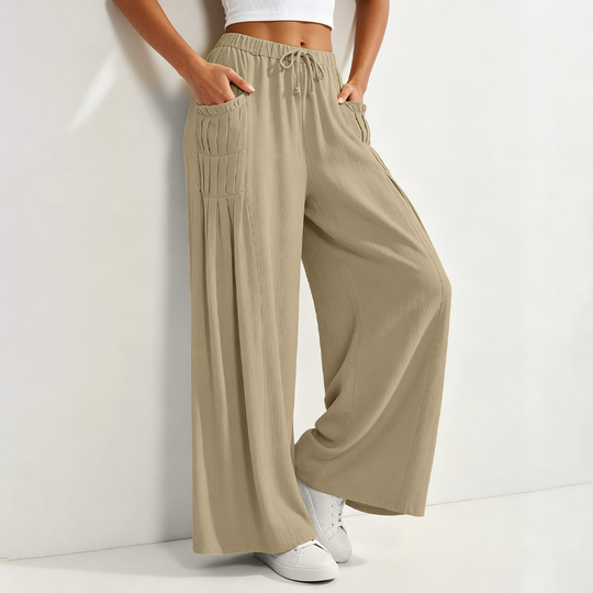 ☀️👖Seasonal Style - Wide-Leg Cotton Linen Pants – Versatile Pairing for Work, Weekends & Travel