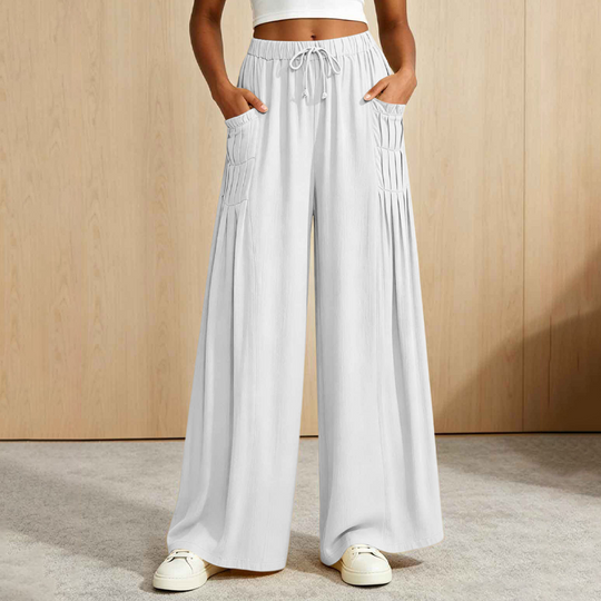 ☀️👖Seasonal Style - Wide-Leg Cotton Linen Pants – Versatile Pairing for Work, Weekends & Travel