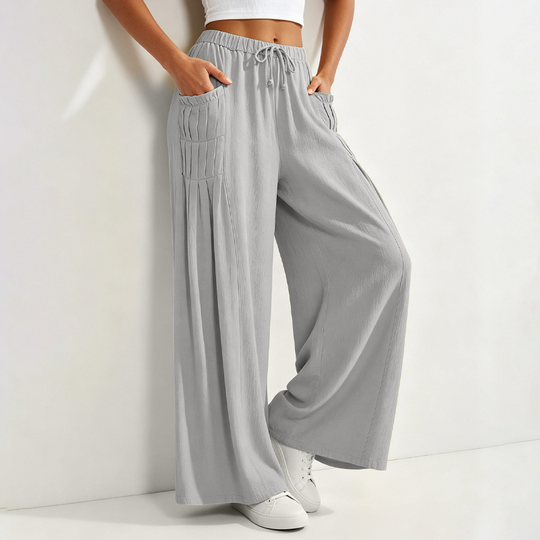 ☀️👖Seasonal Style - Wide-Leg Cotton Linen Pants – Versatile Pairing for Work, Weekends & Travel