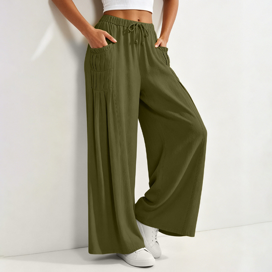 ☀️👖Seasonal Style - Wide-Leg Cotton Linen Pants – Versatile Pairing for Work, Weekends & Travel