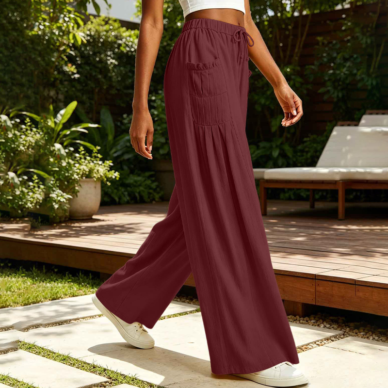 ☀️👖Seasonal Style - Wide-Leg Cotton Linen Pants – Versatile Pairing for Work, Weekends & Travel