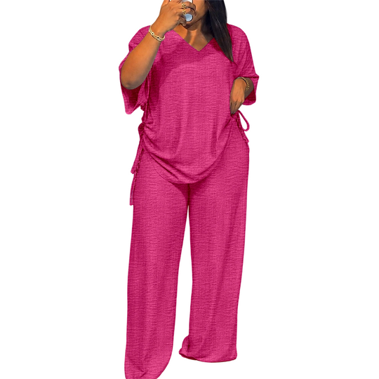 🌸Hot Sale 50% OFF💖Women’s Casual V-Neck Top & Wide-Leg Pants Set
