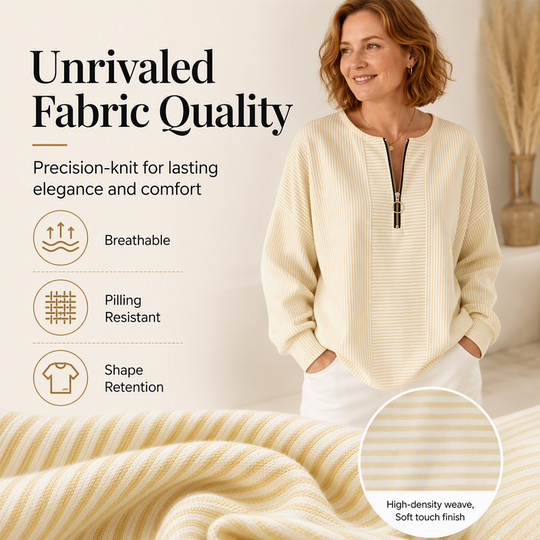 Women's Striped Zip-Up Long Sleeve Top