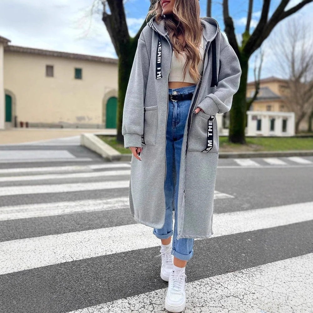 🧥Seasonal Style - Long Zip-Up Hoodie with Pockets – Versatile Coverage & Cozy Comfort for Cool Days