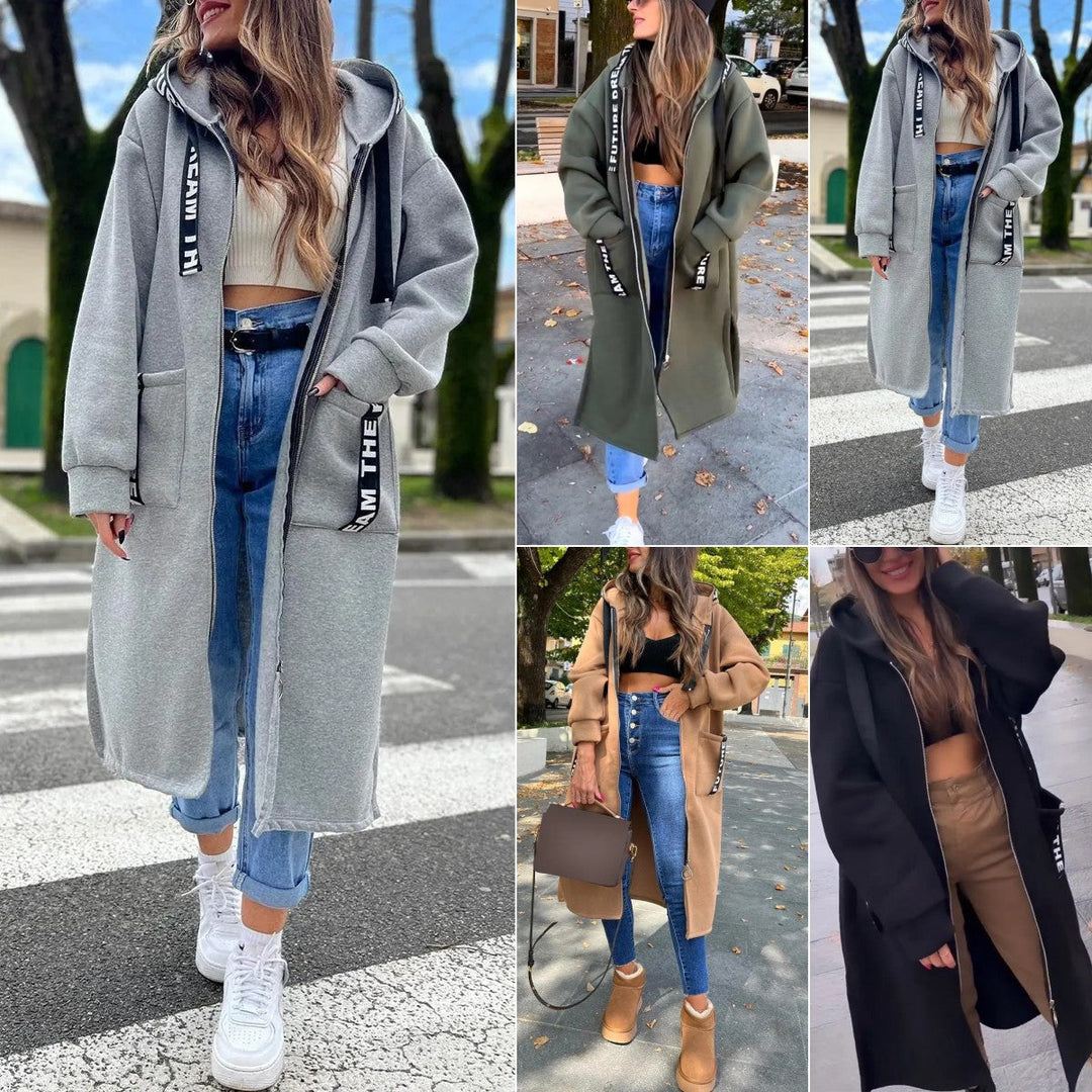 🧥Seasonal Style - Long Zip-Up Hoodie with Pockets – Versatile Coverage & Cozy Comfort for Cool Days