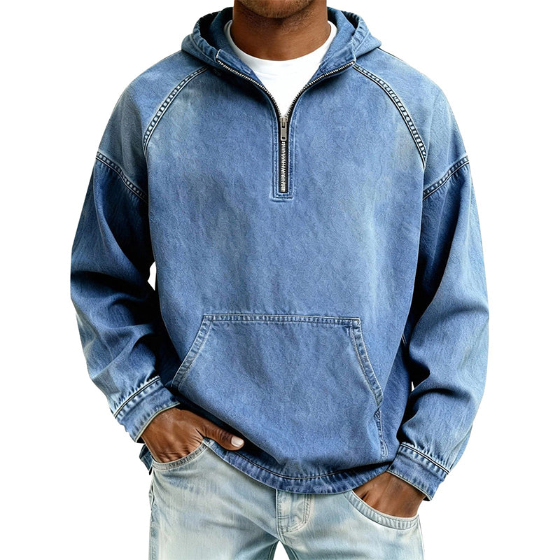 ✨Men's Casual Half-Zip Denim Jacket-Inspired Layer For Effortless Everyday Style👖