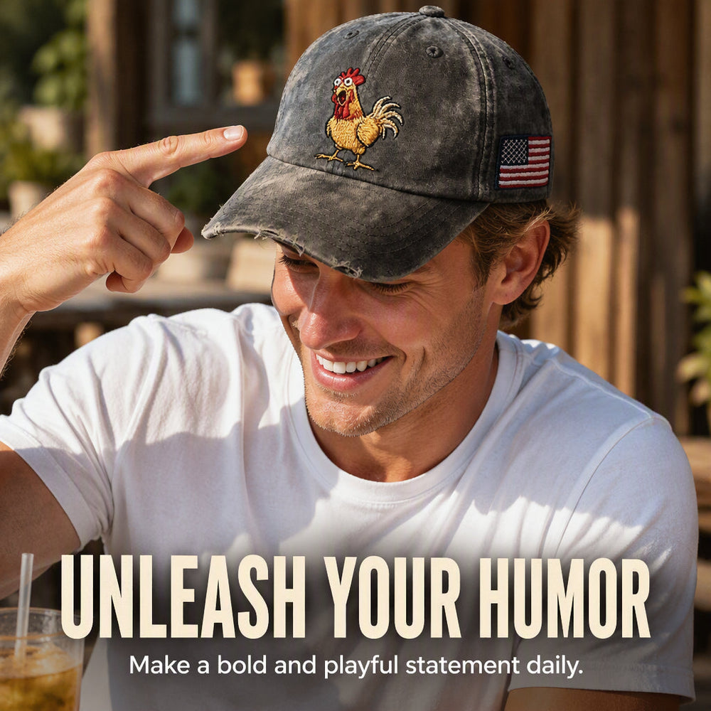 Retro Rooster Print Baseball Cap
