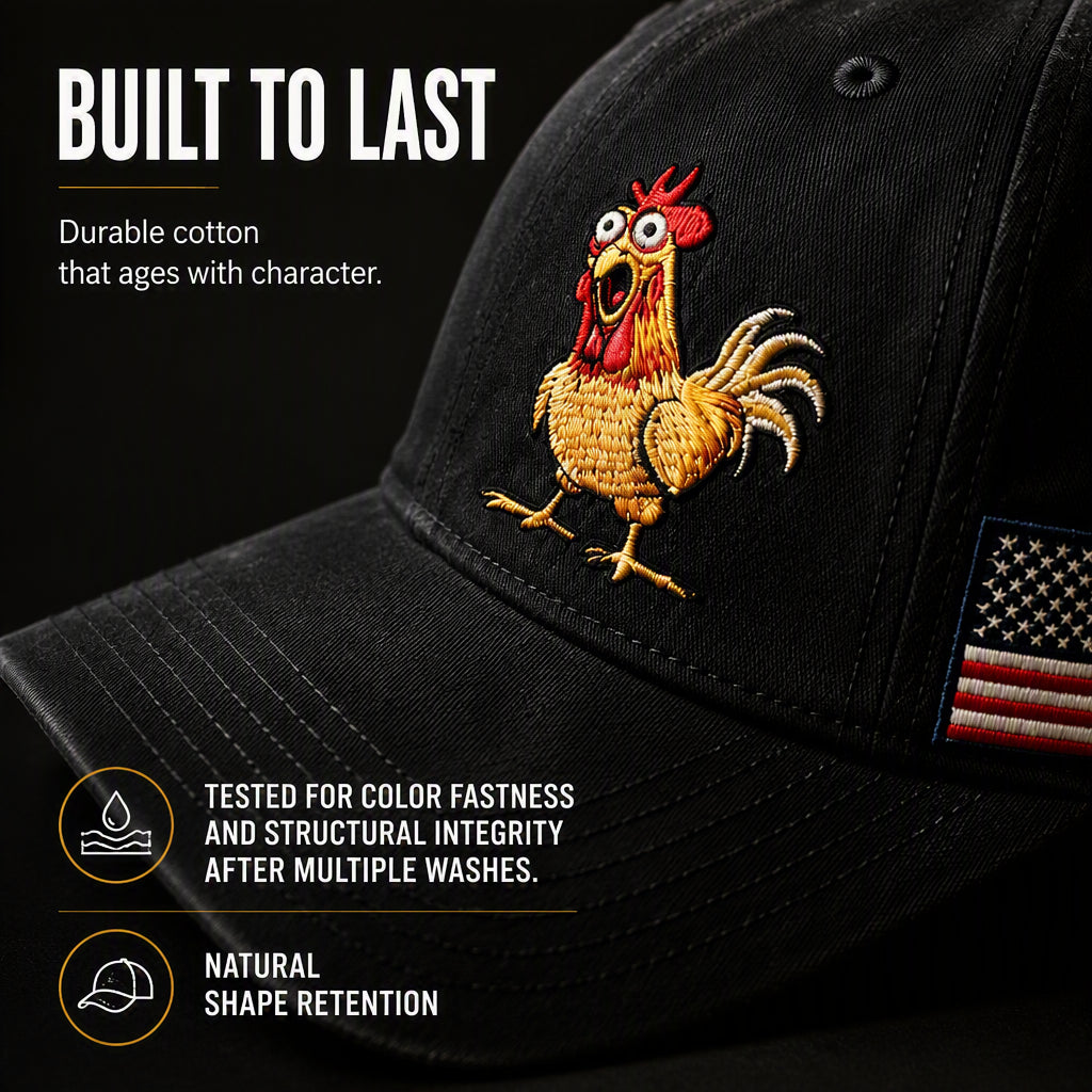 Retro Rooster Print Baseball Cap